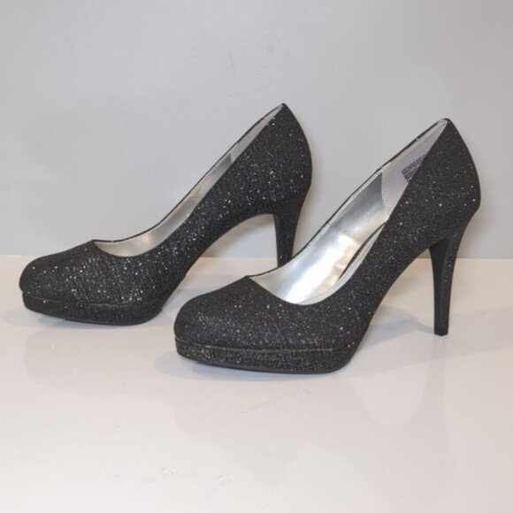 Fioni Night Formal Glitter High Heels Dark Gray Silver Metallic Shoes Size 8.5 - Picture 4 of 14